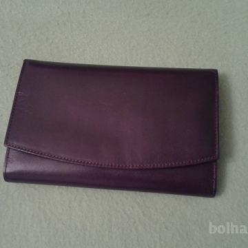 Temno rjava ženska usnjena denarnica