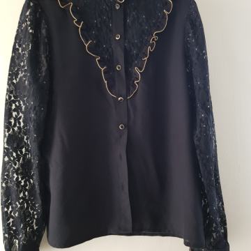 ČRNO ZLATA ČIPKA SVEČANA BLUZA 36/38