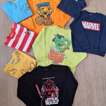 8x majčka/pulover št.116. Skupaj 17€ s ptt.