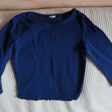 majica št86 dolg rokav dark blue volančkast rob.