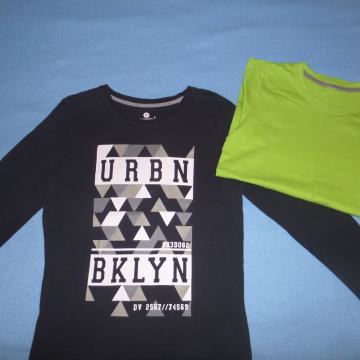 Majici - črna dolg rokav + zelena kratek rokav, št. 152