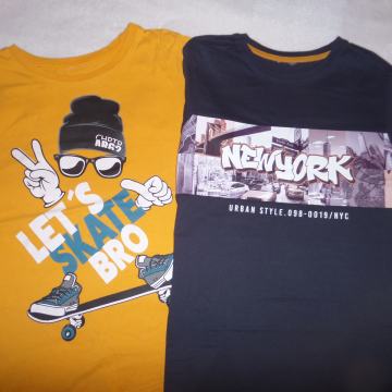 Majici dolg rokav Skate in NY, št. 158/164 (1x oblečeni, obe 12 eur)