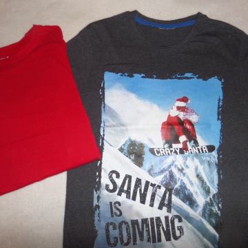 Majici z d.r. Santa + enobarvna, št. 158/164 (obe skupaj 10 eur)