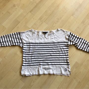 Bela majica z modrimi črtami, TOPSHOP, velikost 36