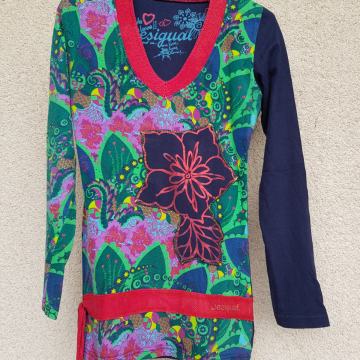 DESIGUAL ZELENO PISANA BOMBAŽNA MAJČKA XS