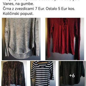 majice/topi, puloverji, xs, s,