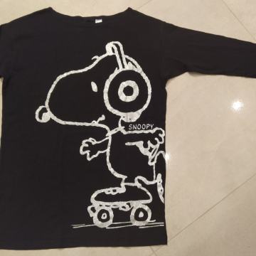 MAJICA Peanuts SNOOPY črna+bleščice, rokavi 7/8 - vel. XS/S - kot NOVO