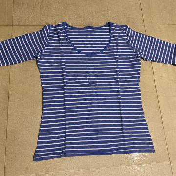 Prijetna, topla MAJICA Sailor bela/nežna modra 3/4 rokavi - vel. 46