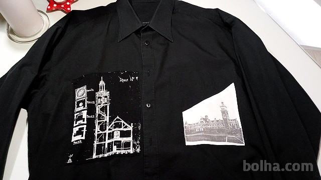 Črna športna moška srajca 42 ovratnik slim fit