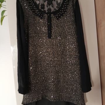 CHERRY BERRY ČRNO ZLATA SEČANA TUNIKA 42