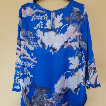 DRANELLA MODRO CVETLIČNA VISKOZNA TUNIKA 38/40