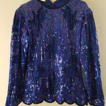 MODRA SVILENA SVEČANA SVETLEČA TUNIKA M