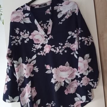 SHEIN MODRO ROZA CVETLIČNA TUNIKA M/L