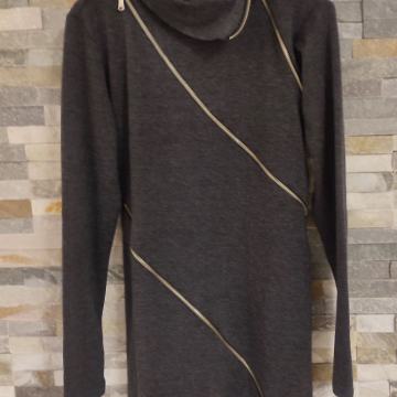 Siva tunika z zadrgami