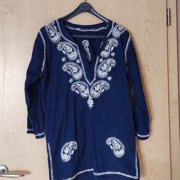 Modra tunika z vezenino S/M