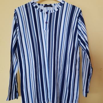 YELDEREM MODRO BELA ČRTASTA TUNIKA 38/40