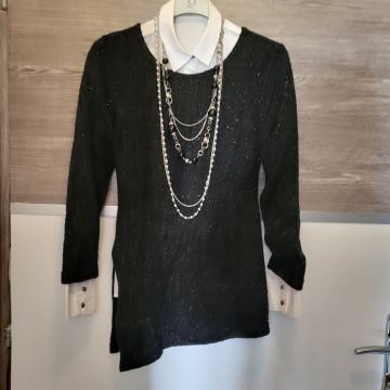 ženska črna novoletna večerna tunika 38