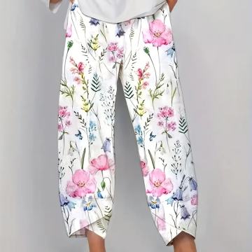 Nove ženske hlače s cvetličnim potiskom