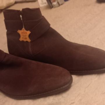 Moški gležnarji čevlji rjavi pravo usnje, novo, Ljubljana