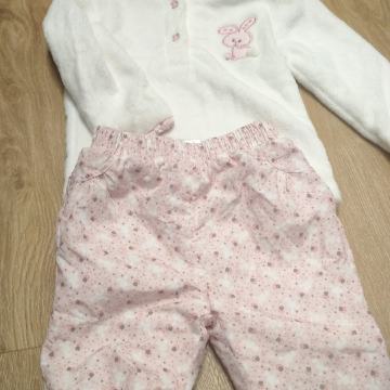 Kompletek, podložene tople hlače in pulover, vel.86