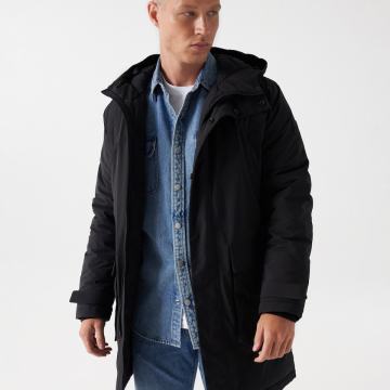 Salsa Jeans moška zimska jakna/parka/plašč črna vodoodbojna št L Nova