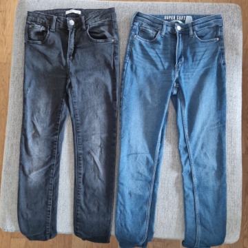 2 x dekliške jeans hlače št. 146 (črne Reserved, modre H&M)