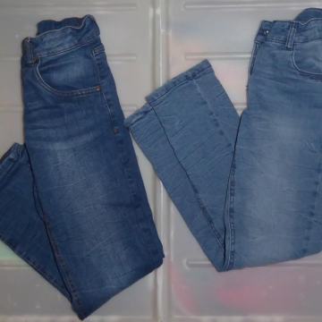 2x tople podložene otroške jeans hlače št. 140, 8-10 let