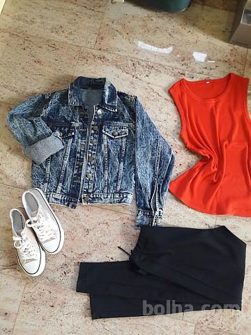 ženska najstniška oblačila jeans jakna XS 34, S srajca