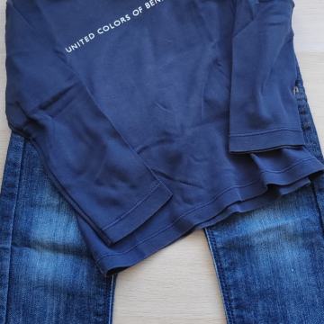 Jeans hlače Okaidi in Beneton majico za 4 leta