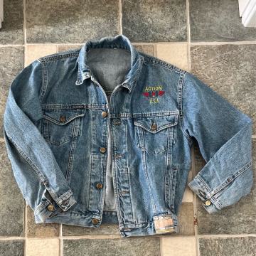 Vintage Conerino Kids Denim Retro Svetlo Modra Jeans Jakna Small
