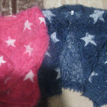 Dekliški pulover z zvezdicami+jopica , kosmateno, vel 116-122