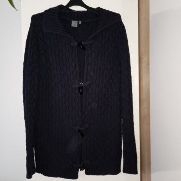 CALVIN  KLEIN ČRNA  DOLGA PLETENA JOPICA  L/XL