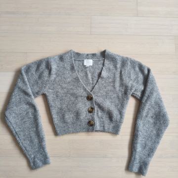 Jopica z gumbi, crop, pletena, siva, št. 160 (xs)