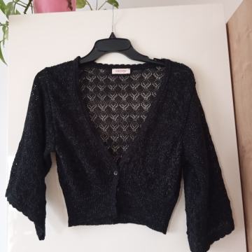 ORSAY ČRNO SREBRN PLETEN BOLERO 38/40
