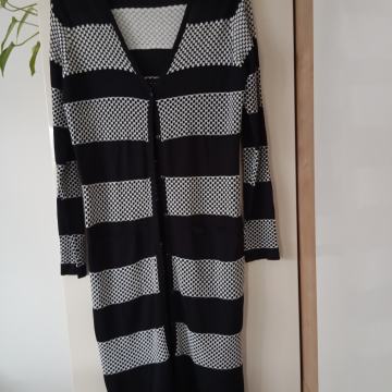 PATRIZIA DINI NOVA MAXI ČRNO BELA PLETENA JOPICA M
