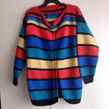 NOVA PISANA DOLGA ROČNO PLETENA JOPICA L