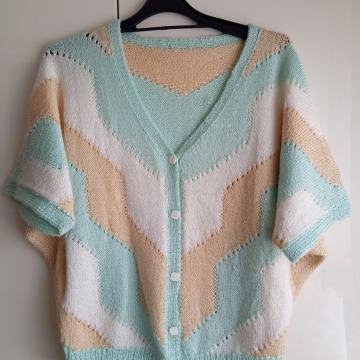 ROČNO PLETENA PISANA JOPICA 44