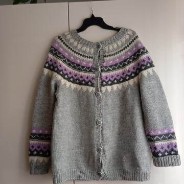 SIVA VOLNENA ROČNO PLETENA JOPICA - KOT NOVA M