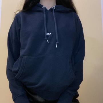 Temno moder USA hoodie Xs
