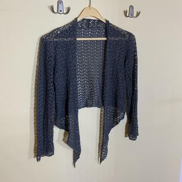 Temno siv mrežast cardigan S
