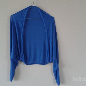 živo moder bolero št.M,belo modra črtasta majica