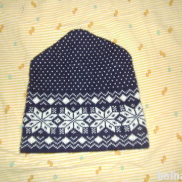 Zimska kapa z vzorci-temnomodra, vel.univerzalna