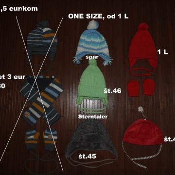 Kapa, šal, smučarske rokavice, kapa šilt, poletne, zimske,