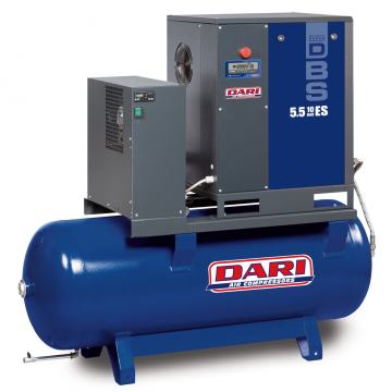 Vijačni kompresor DARI DBS 5.5 – 5,5 kW | 10 bar | 270 L | sušilnik