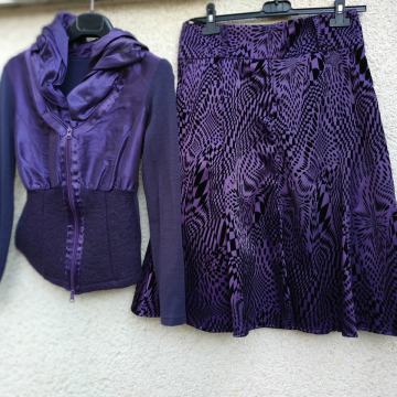 VIJOLČEN KOSTIM KRILO IN JAKNA 36/38