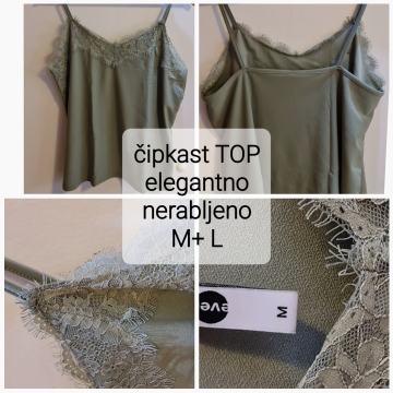 TOP - št.M+L ■čipka ■eleganten ■olivno zelen