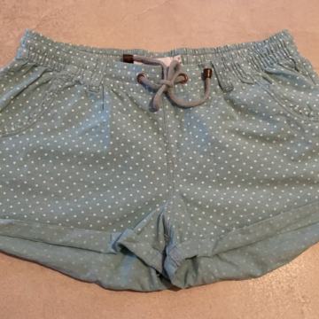 Zelo lepe HLAČE kratke, RETRO mint, bele pikice - vel. 38