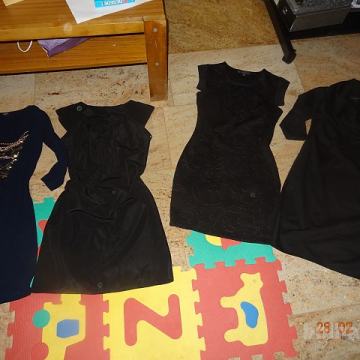 NIŽAM CENO! črna ženska obleka dress št. S, čevlji