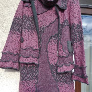 NOV SIVO ROZA PLETEN KP OBLEKA/JOPICA - ZDA