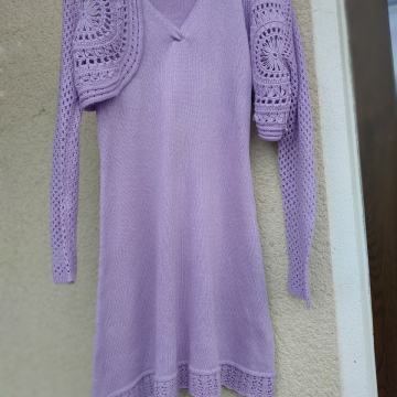 NOV VIJOLČEN PLETEN KPL OBLEKA/BOLERO S/M